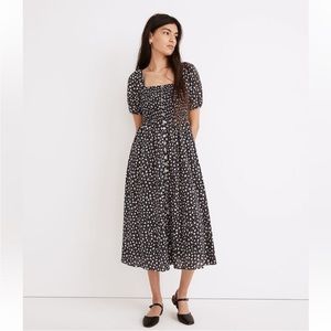 Madewell Lucie Smocked Button-Front Midi Dress
